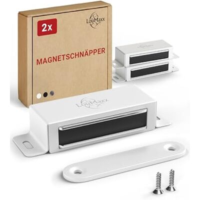 LouMaxx Fecho magnético forte para , força de fixação de 15 kg, conjunto de 2 fechos magnéticos em aço inoxidável preto, ímanes porta armários, aderência firme. LouMaxx Fecho magnético forte para , força de fixação de 15 kg, conjunto de 2 fechos magnéticos em aço inoxidável preto, ímanes porta armários, aderência firme.