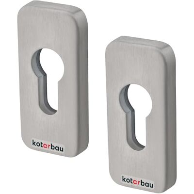KOTARBAU ® 2 unidades de cobertura 74 x 34 mm de aço inoxidável para fechadura de porta, rosca de proteção e segurança para cilindro de fechadura KOTARBAU ® 2 unidades de cobertura 74 x 34 mm de aço inoxidável para fechadura de porta, rosca de proteção e segurança para cilindro de fechadura