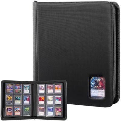 ProCase Álbum para Toploaders 3 x 4", 324 bolsos preto 9 bolsos de carga lateral, arquivo com fecho de correr e janela, sem PVC, para TCG e cartas desportivas ProCase Álbum para Toploaders 3 x 4", 324 bolsos preto 9 bolsos de carga lateral, arquivo com fecho de correr e janela, sem PVC, para TCG e cartas desportivas