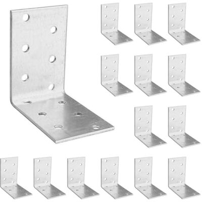 OMIdeas 15 x Esquadro com placa perfurada (60 x 60 x 40) Conectores em ângulo Esquadro largo Suportes de ângulo folha de aço galvanizado OMIdeas 15 x Esquadro com placa perfurada (60 x 60 x 40) Conectores em ângulo Esquadro largo Suportes de ângulo folha de aço galvanizado