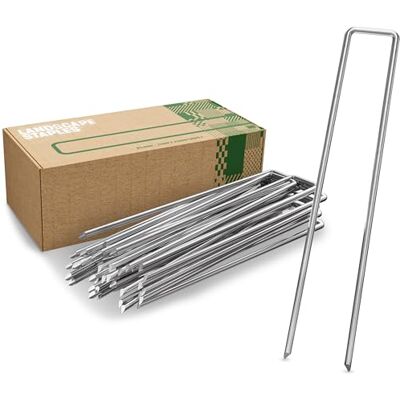 GardenGloss Grampos de fixação de aço galvanizado para pavimentos extremamente duros (25 peças) 200 mm de comprimento, 25 mm de largura, Ø 3,8 mm GardenGloss Grampos de fixação de aço galvanizado para pavimentos extremamente duros (25 peças) 200 mm de comprimento, 25 mm de largura, Ø 3,8 mm