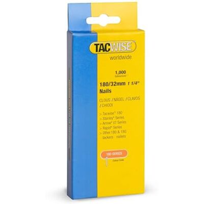 TACWISE Pregos Brad galvanizados de tipo 18 g/32 mm, embalagem de 1000 TACWISE Pregos Brad galvanizados de tipo 18 g/32 mm, embalagem de 1000