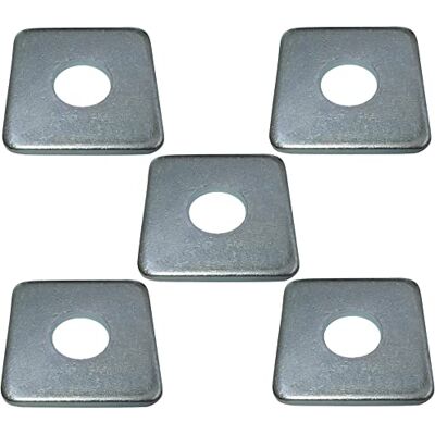 AERZETIX C48821 Conjunto de 5 arruelas planas quadradas M10 em aço galvanizado, DIN 436, para construções de madeira AERZETIX C48821 Conjunto de 5 arruelas planas quadradas M10 em aço galvanizado, DIN 436, para construções de madeira