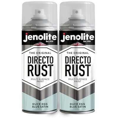 JENOLITE DIRECTORUST Pintura em spray acetinado ovo de PATO azul 2 x 400 ml Tinta multisuperfície tudo em um: metal, madeira, plástico Aplicar diretamente na ferrugem BS16C33 JENOLITE DIRECTORUST Pintura em spray acetinado ovo de PATO azul 2 x 400 ml Tinta multisuperfície tudo em um: metal, madeira, plástico Aplicar diretamente na ferrugem BS16C33