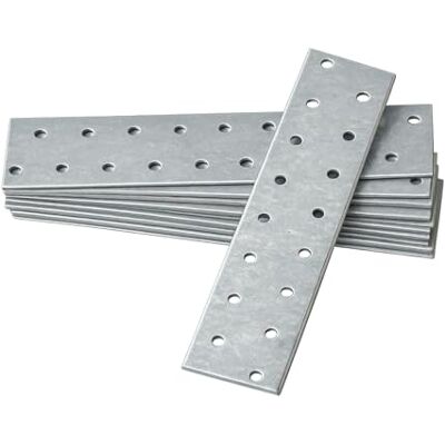 OMIdeas 10 placas perfuradas (160 x 40 x 2) placas de união planas de aço placa de montagem suporte de fixação galvanizado OMIdeas 10 placas perfuradas (160 x 40 x 2) placas de união planas de aço placa de montagem suporte de fixação galvanizado