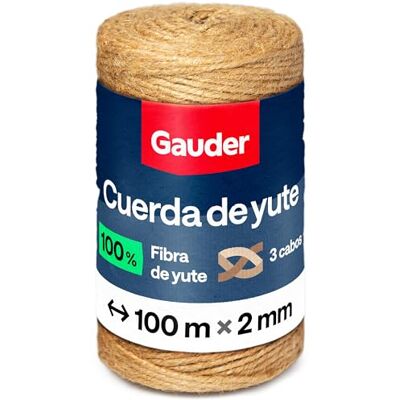 GAUDER Corda de juta natural, fio de jardim e macramé (100 m x 2 mm) Fio de jardim e abraçadeiras para plantas, corda para macramé e artesanato, corda de embalagem, decoração natural GAUDER Corda de juta natural, fio de jardim e macramé (100 m x 2 mm) Fio de jardim e abraçadeiras para plantas, corda para macramé e artesanato, corda de embalagem, decoração natural