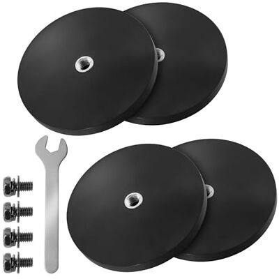 POPPSTAR 4 ímanes de borracha com rosca, neodímio, diâmetro 66 mm, com rosca interna M6, força de fixação 20 kg, com chave inglesa e 4 parafusos POPPSTAR 4 ímanes de borracha com rosca, neodímio, diâmetro 66 mm, com rosca interna M6, força de fixação 20 kg, com chave inglesa e 4 parafusos
