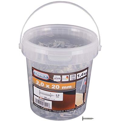 Prezos Connex para papelão, 2 x 20 mm, zincados - 1,4 kg Prezos Connex para papelão, 2 x 20 mm, zincados - 1,4 kg