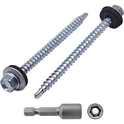 Marcopol Embalagem de 30 peças DIN 7504-K. Parafusos autoperfurantes de aço galvanizado, 4,8 x 70 mm, com arruelas EPDM, cabeça de anilha hexagonal, parafuso de chapa metálica, auto-roscante (30, 4,8 x 70 mm) Marcopol Embalagem de 30 peças DIN 7504-K. Parafusos autoperfurantes de aço galvanizado, 4,8 x 70 mm, com arruelas EPDM, cabeça de anilha hexagonal, parafuso de chapa metálica, auto-roscante (30, 4,8 x 70 mm)