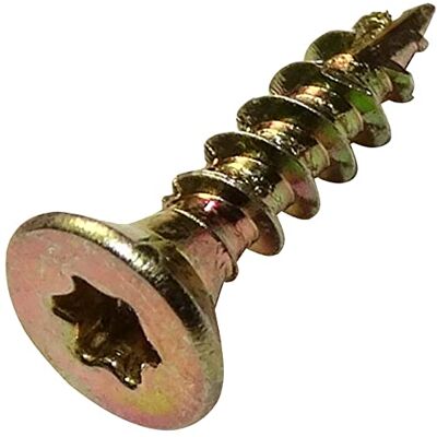 AERZETIX C44451 Conjunto de 100, parafusos para madeira Ø 3,5 x 16 mm cabeça fresada com impressão estrela T15 aço zinco amarelo- montagem rosca fixação carpintaria contraplacado aglomerado AERZETIX C44451 Conjunto de 100, parafusos para madeira Ø 3,5 x 16 mm cabeça fresada com impressão estrela T15 aço zinco amarelo- montagem rosca fixação carpintaria contraplacado aglomerado