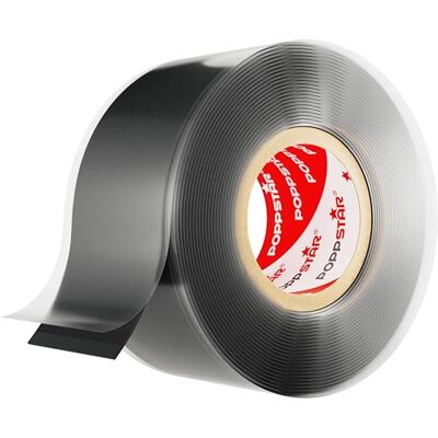 POPPSTAR Fita de silicone auto-vedante, 3 m x 25 mm, fita isolante e de vedação (água, ar), preto, 1 rolo POPPSTAR Fita de silicone auto-vedante, 3 m x 25 mm, fita isolante e de vedação (água, ar), preto, 1 rolo