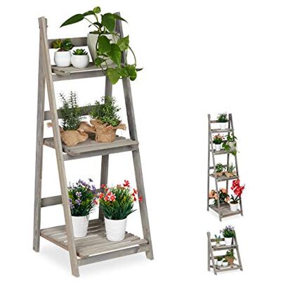 Relaxdays Prateleira plantas de 3 níveis, madeira, cinzento, 108 x 41 x 40 cm Estantería de rejilla para plantas, (Al x An x Fon) 108 x 41 x 40 cm Relaxdays Prateleira plantas de 3 níveis, madeira, cinzento, 108 x 41 x 40 cm Estantería de rejilla para plantas, (Al x An x Fon) 108 x 41 x 40 cm