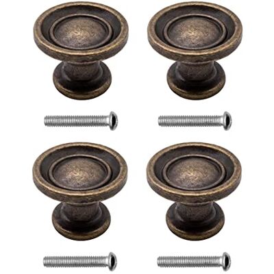 Fuxxer Conjunto de 4 puxadores de móveis antigos, maçanetas de gaveta, estilo rústico, design vintage, bronze, ferro e latão, 29 x 19 mm, cor bronze Fuxxer Conjunto de 4 puxadores de móveis antigos, maçanetas de gaveta, estilo rústico, design vintage, bronze, ferro e latão, 29 x 19 mm, cor bronze