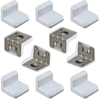 AERZETIX Conjunto de 10 quadros de fixação para bancada de cozinha, 29 x 38 x 39 mm, com estrias de 6 orifícios, tampa em plástico 32 x 40 x 44 mm, ferragens de montagem e suspensão, aço AERZETIX Conjunto de 10 quadros de fixação para bancada de cozinha, 29 x 38 x 39 mm, com estrias de 6 orifícios, tampa em plástico 32 x 40 x 44 mm, ferragens de montagem e suspensão, aço