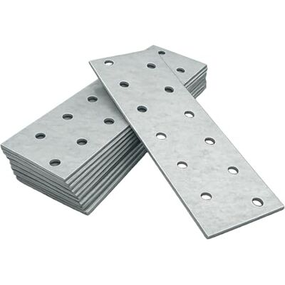 OMIdeas 10 placas perfuradas (120 x 40 x 2) placas de união planas de aço placa de montagem suporte de fixação galvanizado OMIdeas 10 placas perfuradas (120 x 40 x 2) placas de união planas de aço placa de montagem suporte de fixação galvanizado