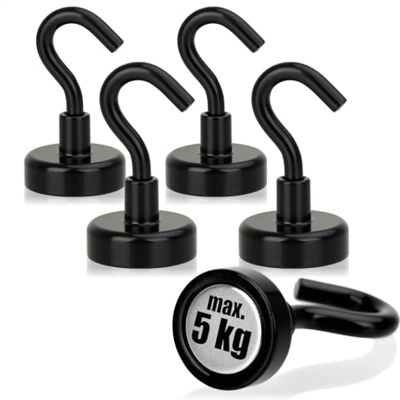 com-four ® 5 x ganchos magnéticos de neodímio 5 kg íman de oficina potente com gancho 38 x 15 mm, para cozinha, casa de banho, garagem ou escritório, gancho para casacos com íman de neodímio com-four ® 5 x ganchos magnéticos de neodímio 5 kg íman de oficina potente com gancho 38 x 15 mm, para cozinha, casa de banho, garagem ou escritório, gancho para casacos com íman de neodímio