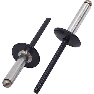 SKIR'CO (50 unidades) Rebites cegos de alumínio com flange grande 4,8 x 20 mm, mandril de aço inoxidável, RAL 7016 cinzento antracite SKIR'CO (50 unidades) Rebites cegos de alumínio com flange grande 4,8 x 20 mm, mandril de aço inoxidável, RAL 7016 cinzento antracite