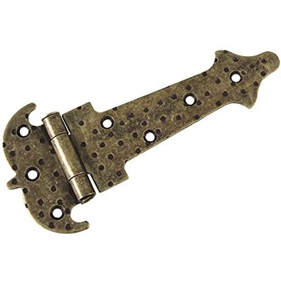 Amig Dobradiça de aço reforçada 554-150 estilo forjado decorativo instalação fácil ideal para portas rústicas e móveis, couro, 150 mm, aço ligado Amig Dobradiça de aço reforçada 554-150 estilo forjado decorativo instalação fácil ideal para portas rústicas e móveis, couro, 150 mm, aço ligado
