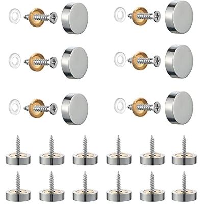 Knpwer 20 parafusos para espelhos, cabeças de parafuso em aço inoxidável escovado de 14 mm com tampas decorativas, adequadas para espelhos, painéis de casa de banho, armários e sinalização de vidro Knpwer 20 parafusos para espelhos, cabeças de parafuso em aço inoxidável escovado de 14 mm com tampas decorativas, adequadas para espelhos, painéis de casa de banho, armários e sinalização de vidro