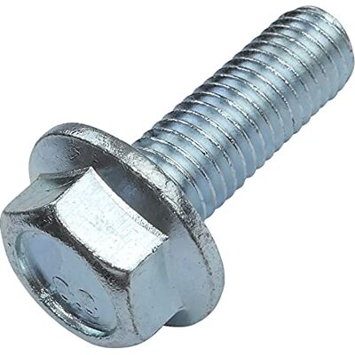 AERZETIX Conjunto de 10 Parafuso de flange com cabeça hexagonal, M10 x 30 mm, DIN 6921, em aço galvanizado, cor prateada, parafuso de montagem AERZETIX Conjunto de 10 Parafuso de flange com cabeça hexagonal, M10 x 30 mm, DIN 6921, em aço galvanizado, cor prateada, parafuso de montagem