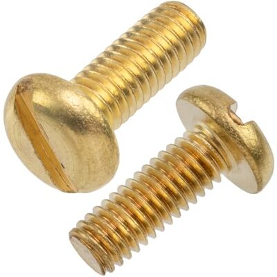 AERZETIX NV17413 Conjunto de 10 parafusos de metal com cabeça cilíndrica M3 x 8 mm com impressão de ranhura SL rosca métrica em latão cor dourada AERZETIX NV17413 Conjunto de 10 parafusos de metal com cabeça cilíndrica M3 x 8 mm com impressão de ranhura SL rosca métrica em latão cor dourada