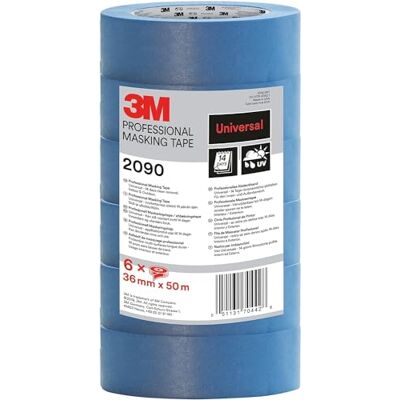 3M Pro 2090 Cintas de Enmascarar, Multisuperficie 6 Rollos, 36 mm x 50 m Cinta Adhesivapara Pintores, para Pintar y Decorar, Interior y Exterior 3M Pro 2090 Cintas de Enmascarar, Multisuperficie 6 Rollos, 36 mm x 50 m Cinta Adhesivapara Pintores, para Pintar y Decorar, Interior y Exterior