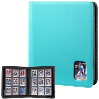 ProCase Álbum para Toploaders 3 x 4", 324 bolsos azul 9 bolsos de carga lateral, arquivo com fecho de correr e janela, sem PVC, para TCG e cartas desportivas ProCase Álbum para Toploaders 3 x 4", 324 bolsos azul 9 bolsos de carga lateral, arquivo com fecho de correr e janela, sem PVC, para TCG e cartas desportivas