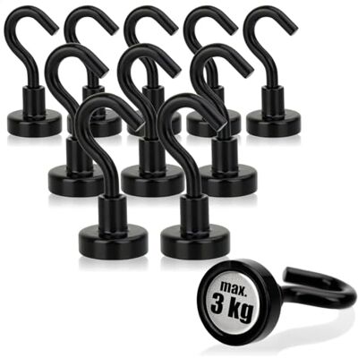 com-four ® 10 x ganchos magnéticos de neodímio 3 kg íman de oficina potente com gancho 38 x 15 mm para cozinha, casa de banho, garagem ou escritório, gancho para casacos com íman de neodímio com-four ® 10 x ganchos magnéticos de neodímio 3 kg íman de oficina potente com gancho 38 x 15 mm para cozinha, casa de banho, garagem ou escritório, gancho para casacos com íman de neodímio