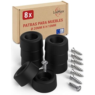 LouMaxx Pernas para móveis mini 8 peças Ø 20 mm H 10 mm, pernas de plástico para confortáveis, armários, prateleiras, separadores de chão com 8 parafusos Made in EU LouMaxx Pernas para móveis mini 8 peças Ø 20 mm H 10 mm, pernas de plástico para confortáveis, armários, prateleiras, separadores de chão com 8 parafusos Made in EU