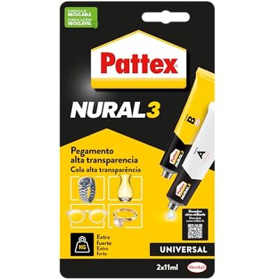 Pattex Nural 3, cola multiusos extra forte e resistente, transparente, 22 ml Pattex Nural 3, cola multiusos extra forte e resistente, transparente, 22 ml