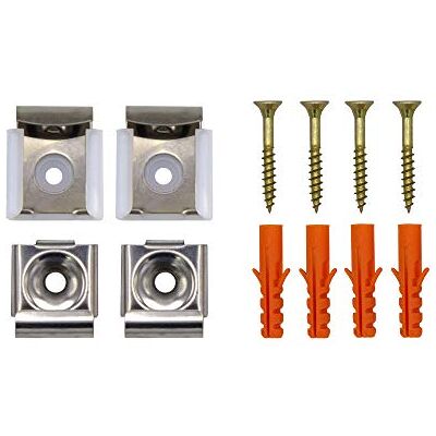 VARIOSAN Conjunto de 4 pinças para espelho de aço inoxidável , inclui buchas e parafusos VARIOSAN Conjunto de 4 pinças para espelho de aço inoxidável , inclui buchas e parafusos