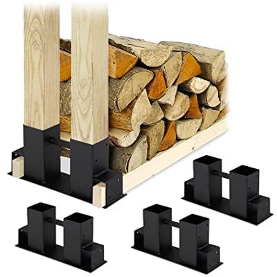 Relaxdays Conjunto de 4 apoios para empilhar senha, construa a sua própria Construa a sua própria prateleira para troncos, suporte briquets, metal Relaxdays Conjunto de 4 apoios para empilhar senha, construa a sua própria Construa a sua própria prateleira para troncos, suporte briquets, metal