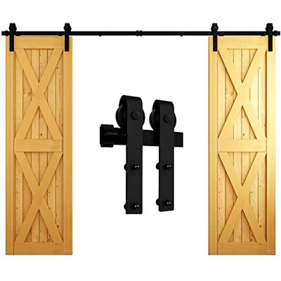 CCJH 243 cm / 8 FT hardware para porta de correr kit de celeiro acessório de armário com rolo de calha para porta dupla CCJH 243 cm / 8 FT hardware para porta de correr kit de celeiro acessório de armário com rolo de calha para porta dupla