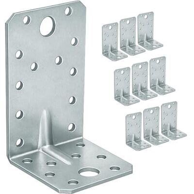 OMIdeas 10 x esquadra para cargas pesadas (90 x 50 x 55 x 2) conector angulares com flange galvanizada OMIdeas 10 x esquadra para cargas pesadas (90 x 50 x 55 x 2) conector angulares com flange galvanizada
