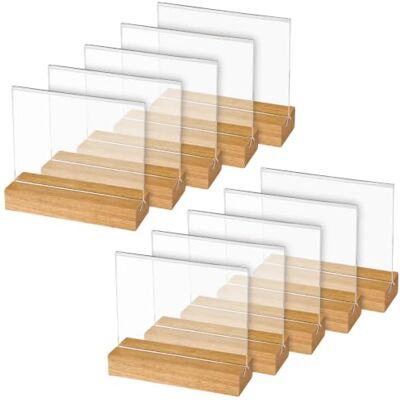 HMF 46941 Suporte de mesa de acrílico com base de madeira 10 peças DIN A6 paisagem transparente HMF 46941 Suporte de mesa de acrílico com base de madeira 10 peças DIN A6 paisagem transparente