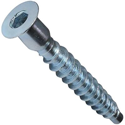 AERZETIX Conjunto de 50 parafusos Euro para móveis montagem de madeira Ø 7 x 50 mm cabeça avellanada aço galvanizado, 6 lados metal AERZETIX Conjunto de 50 parafusos Euro para móveis montagem de madeira Ø 7 x 50 mm cabeça avellanada aço galvanizado, 6 lados metal