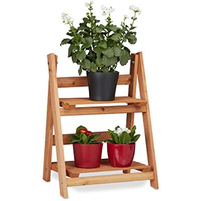 Relaxdays Prateleira escada para plantas de interior, madeira, castanho, 51 Suporte interior 2 degraus, dobrável, 51 x 41 x 25 cm Relaxdays Prateleira escada para plantas de interior, madeira, castanho, 51 Suporte interior 2 degraus, dobrável, 51 x 41 x 25 cm