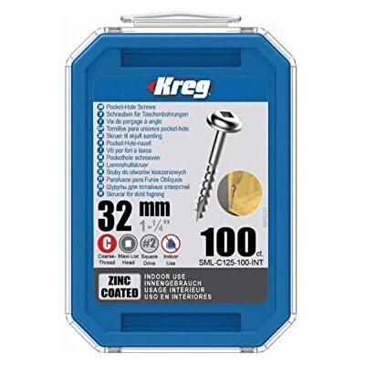 Kreg Parafuso de ranhura 32 mm, perfeito para uniões de madeira Kreg Parafuso de ranhura 32 mm, perfeito para uniões de madeira
