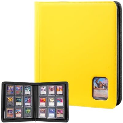 ProCase Álbum para Toploaders 3 x 4", 324 bolsos amarelo 9 bolsos de carga lateral, arquivo com fecho de correr e janela, sem PVC, para TCG e cartas desportivas ProCase Álbum para Toploaders 3 x 4", 324 bolsos amarelo 9 bolsos de carga lateral, arquivo com fecho de correr e janela, sem PVC, para TCG e cartas desportivas