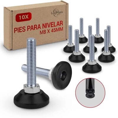 LouMaxx Parafusos e pernas ajustáveis M8 x 45 mm, conjunto de 10 patas LouMaxx Parafusos e pernas ajustáveis M8 x 45 mm, conjunto de 10 patas