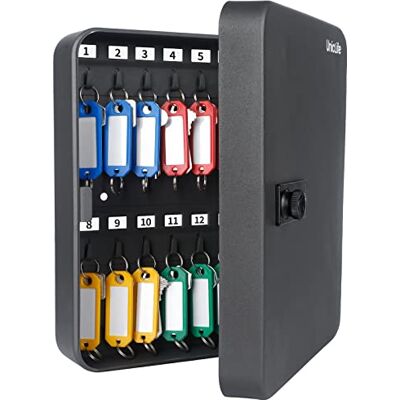 Uniclife Armario para llaves de 28 posiciones con cerradura de combinación reajustable, caja de almacenamiento de seguridad digital negra, organizador de llaves de acero con etiquetas coloridas para Uniclife Armario para llaves de 28 posiciones con cerradura de combinación reajustable, caja de almacenamiento de seguridad digital negra, organizador de llaves de acero con etiquetas coloridas para
