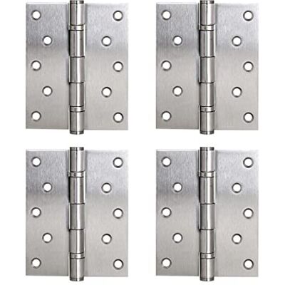 LOOTICH Dobradiças de porta em aço inoxidável dobradiça de batente 127 x 102 mm para parafuso com rolamento de esferas para portas de interior sem alce até 120 kg (4 peças) LOOTICH Dobradiças de porta em aço inoxidável dobradiça de batente 127 x 102 mm para parafuso com rolamento de esferas para portas de interior sem alce até 120 kg (4 peças)