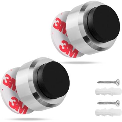ECENCE Batente de porta para parede de aço inoxidável, 2 peças. Proteção para puxador de porta, montagem na parede, material de instalação incluído ECENCE Batente de porta para parede de aço inoxidável, 2 peças. Proteção para puxador de porta, montagem na parede, material de instalação incluído