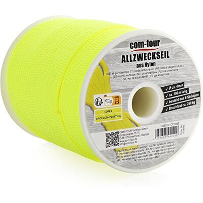 com-four ® Paracord Cord Ø 4 mm, 100 m, corda com 6 fios para barcos, campismo com-four ® Paracord Cord Ø 4 mm, 100 m, corda com 6 fios para barcos, campismo
