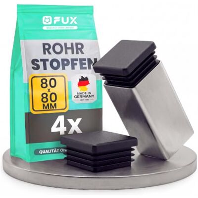FUX 4 peças de tampas de plástico quadradas para tubos Protege o chão de arranhões, deslizamento silencioso, ajuste firme nas pernas, preto FUX 4 peças de tampas de plástico quadradas para tubos Protege o chão de arranhões, deslizamento silencioso, ajuste firme nas pernas, preto