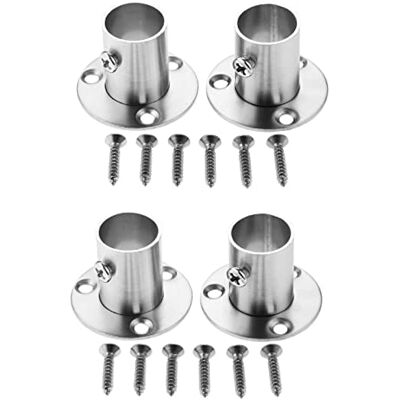 Hicello 4 peças de abraçadeiras de aço inoxidável para armário, tubo, suporte e montagem, conexão entre tubos, cabide para roupa de 19 mm Hicello 4 peças de abraçadeiras de aço inoxidável para armário, tubo, suporte e montagem, conexão entre tubos, cabide para roupa de 19 mm