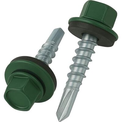 Keple 4,8 mm x 25 mm Parafusos para telhados, cabeça hexagonal, autoperfurantes, cor (RAL 6005 Verde musgo) Parafusos com arruela de vedação, Parafuso endurecido galvanizado à prova de oxidação (50 peças) Keple 4,8 mm x 25 mm Parafusos para telhados, cabeça hexagonal, autoperfurantes, cor (RAL 6005 Verde musgo) Parafusos com arruela de vedação, Parafuso endurecido galvanizado à prova de oxidação (50 peças)