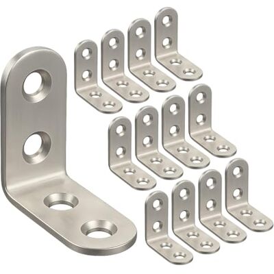 OMIdeas 15 x esquadrões angulares (40 x 40 x 16) suporte em L de 90 graus para madeira, fixação, união e reparação de móveis e prateleiras, conector de suporte de aço inoxidável prateado OMIdeas 15 x esquadrões angulares (40 x 40 x 16) suporte em L de 90 graus para madeira, fixação, união e reparação de móveis e prateleiras, conector de suporte de aço inoxidável prateado