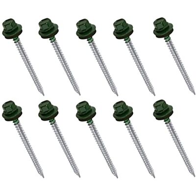 AERZETIX C57207 Conjunto de 10 parafuso autoperfurante de metal para madeira Ø4,8x70mm + arruela de vedação EPDM pintado na cor verde musgo RAL 6005 pegada de cabeça hexagonal de 8mm em aço AERZETIX C57207 Conjunto de 10 parafuso autoperfurante de metal para madeira Ø4,8x70mm + arruela de vedação EPDM pintado na cor verde musgo RAL 6005 pegada de cabeça hexagonal de 8mm em aço