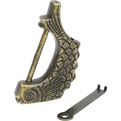 HMF Cadeado decorativo chinês antigo peixe 6 x 3 x 0,8 cm ouro HMF Cadeado decorativo chinês antigo peixe 6 x 3 x 0,8 cm ouro